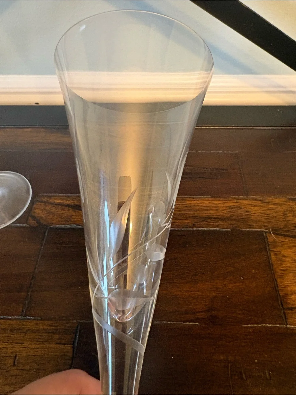 Etched Lenox Crystal Champagne Flutes - Clear Glass (Set of 2)